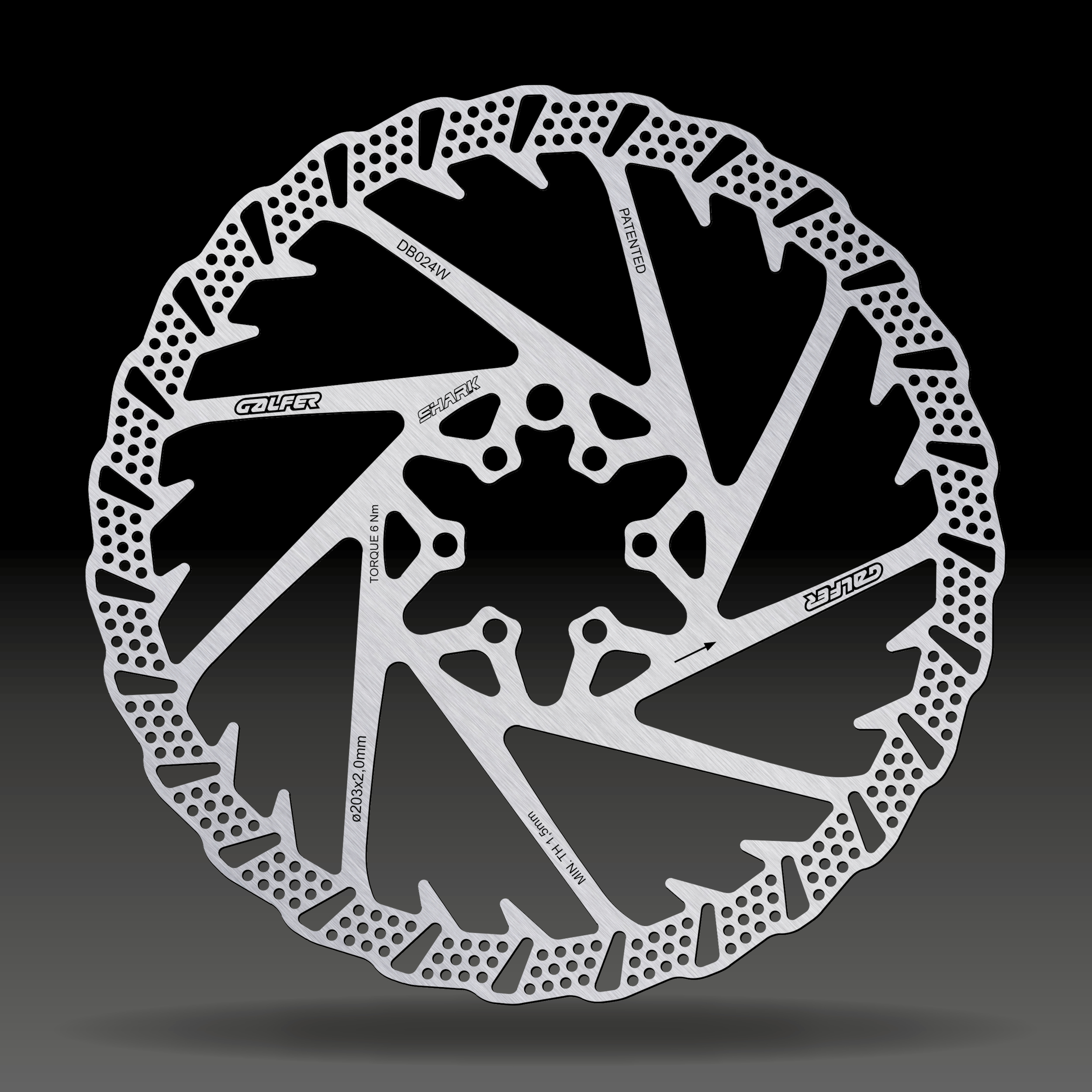 GALFER Disco Shark · 203 × 2 mm · 6 parafusos